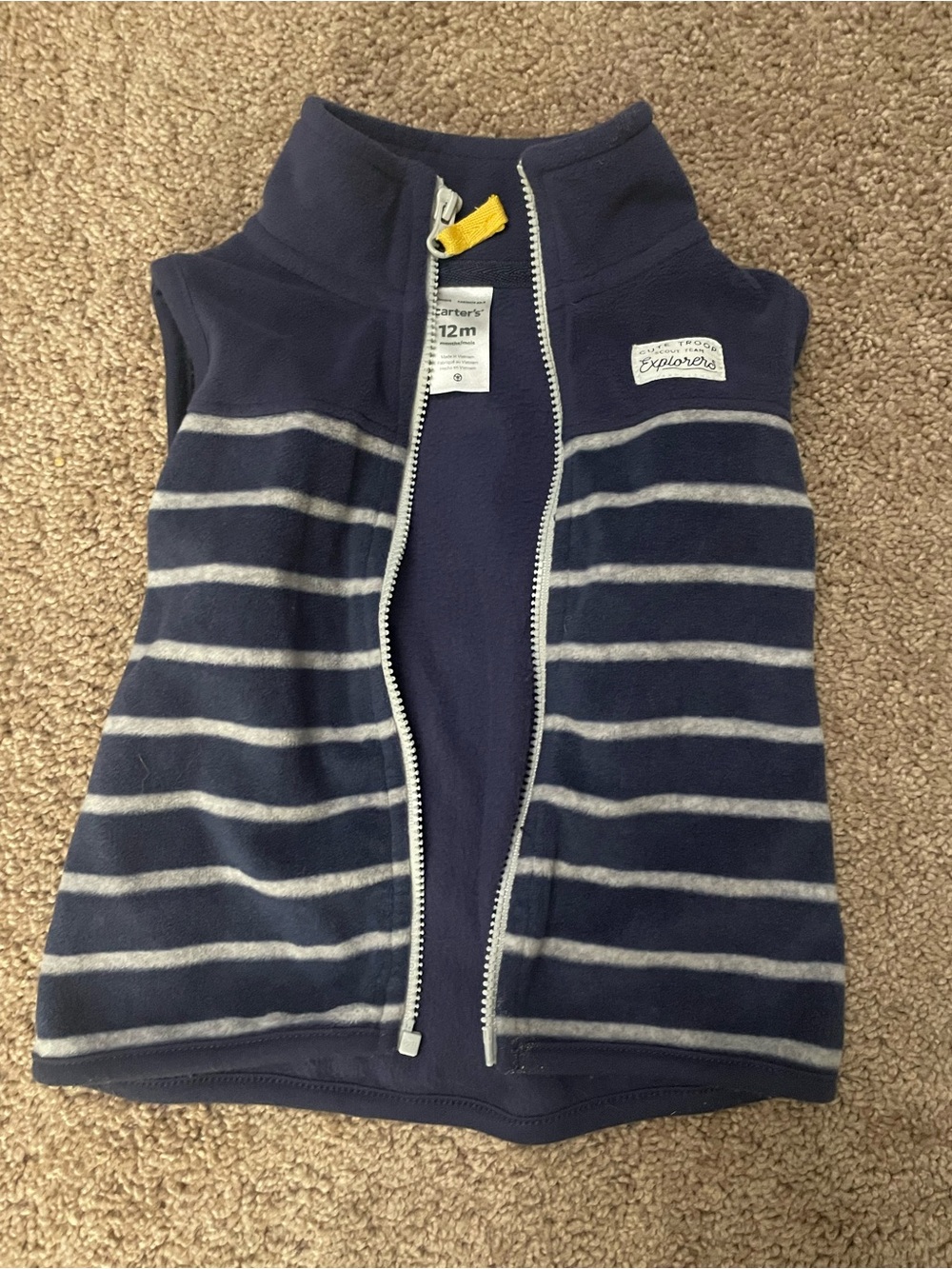 Carter's Navy and Light Gray Striped Fleece Vest